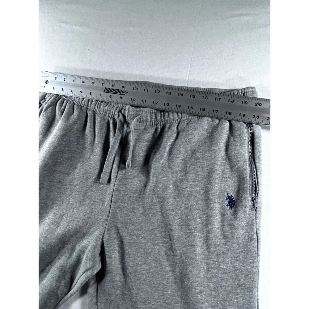 US Polo Assn Mens Heather Gray Fleece Jogger Sweatpants XL Zip Pockets‎ 11CB640